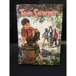 Vintage 1955 Tom Sawyer Hardback -Whitman Publishing, Racine WI Colorful Cover